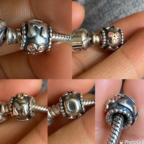 Authentic Pandora Snake Bracelet with 4 Pandora Charms EUC - Picture 8 of 10